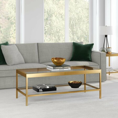 HENN & HART Alexis 45 in. Brass Finish Coffee Table CT0380